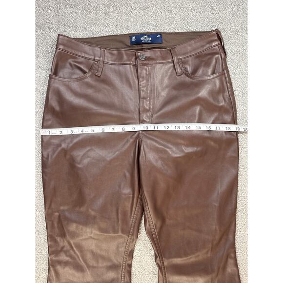 Hollister Faux Leather Flare Pants High Waisted Brown Size 13R Waist 31 - Picture 7 of 12